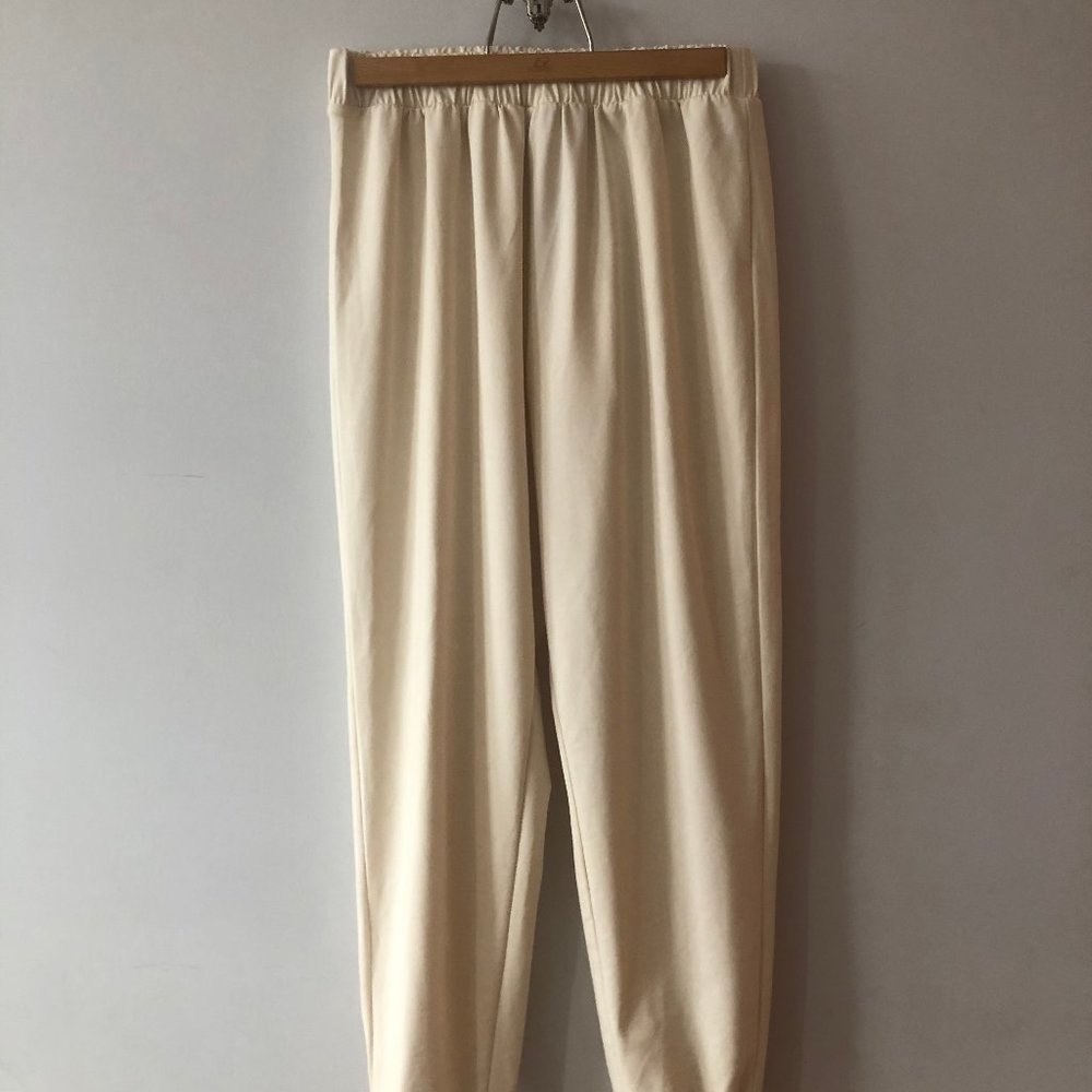 Leandra Medine x Mango cream joggers